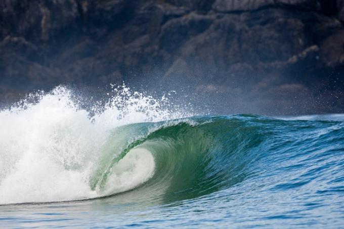 Surfing Mundaka in Spain