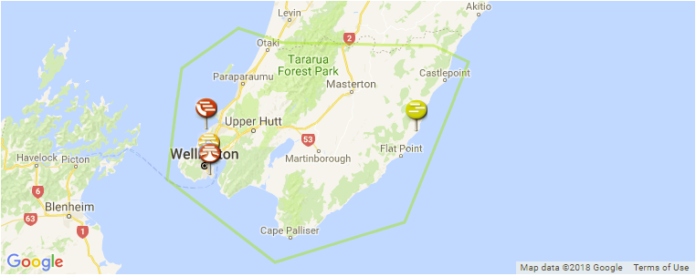 Wellington surf map