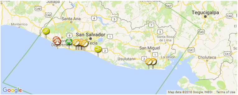 El Salvador surf map