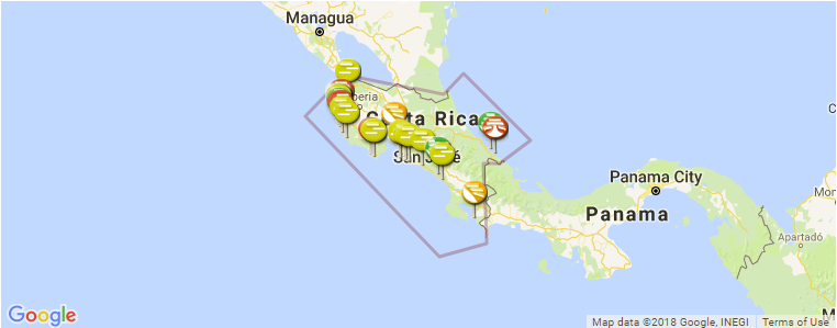 Costa Rica surf map