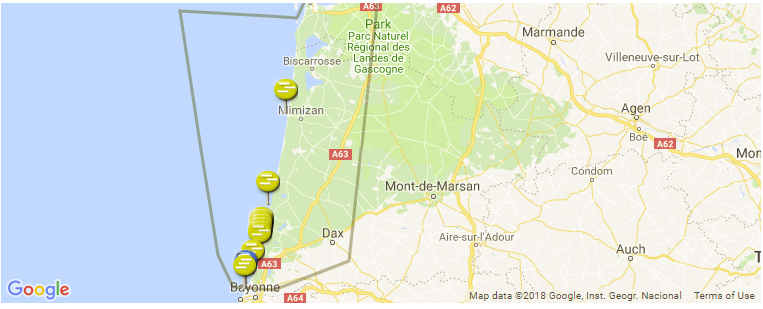 Landes surf map