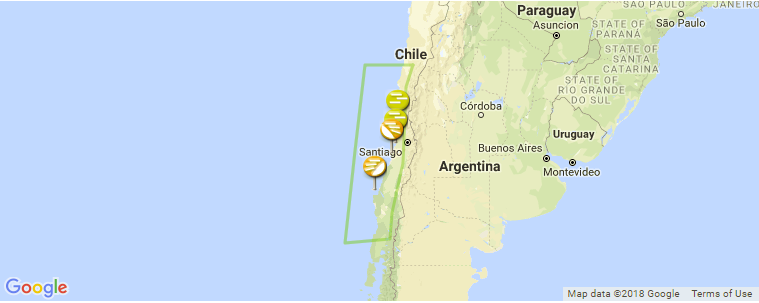 Central Chile surf map