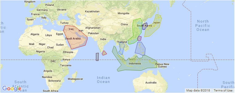 Asia surf map